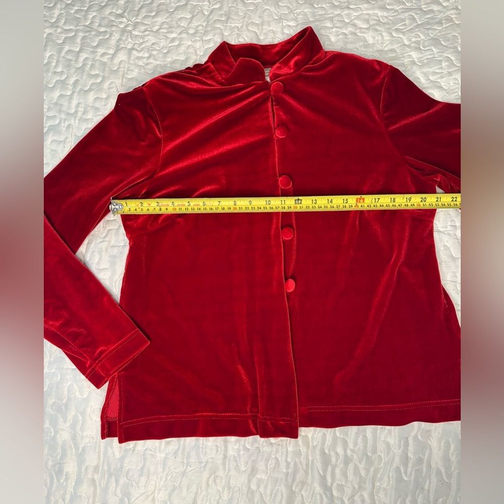 Vintage Coldwater Creek Red Velvet Jacket Button Front 90s Style Velvet  Size L - Picture 8 of 10